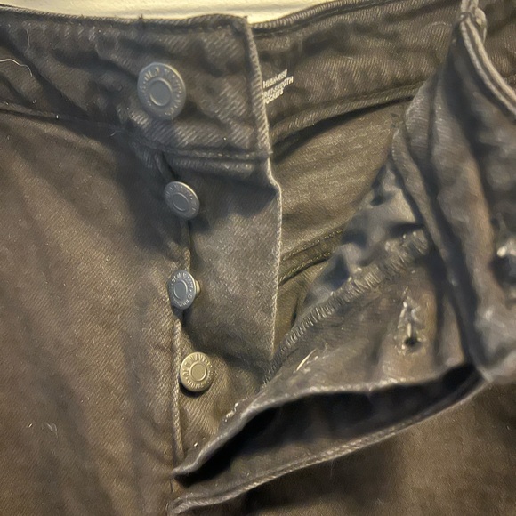 Black denim button fly mini skirt - Picture 2 of 2